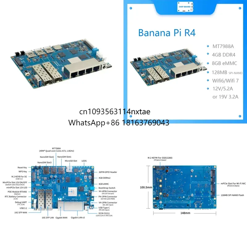 2026 ¡Caliente! Placa Banana P - Bananapi Bpi R4 Wifi 7 reseña y precio